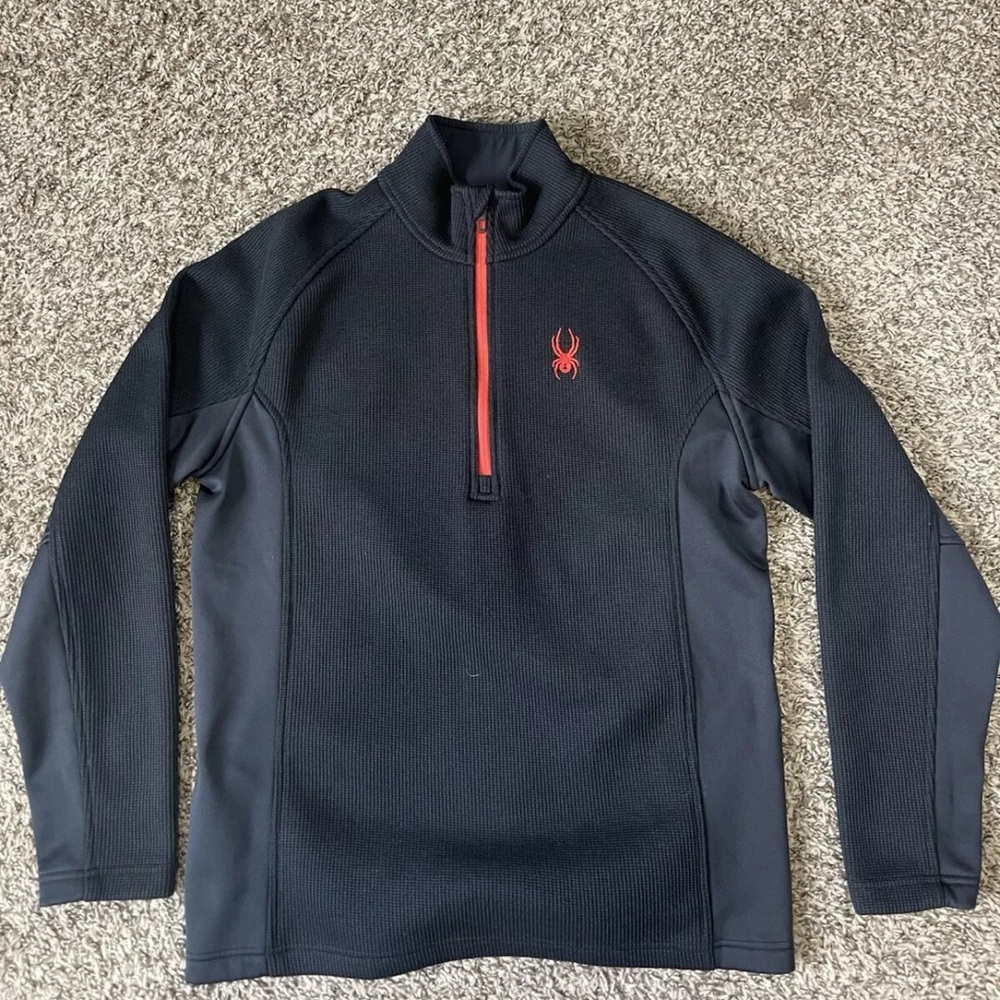 Spyder Black and Red Quarter-Zip Pullover